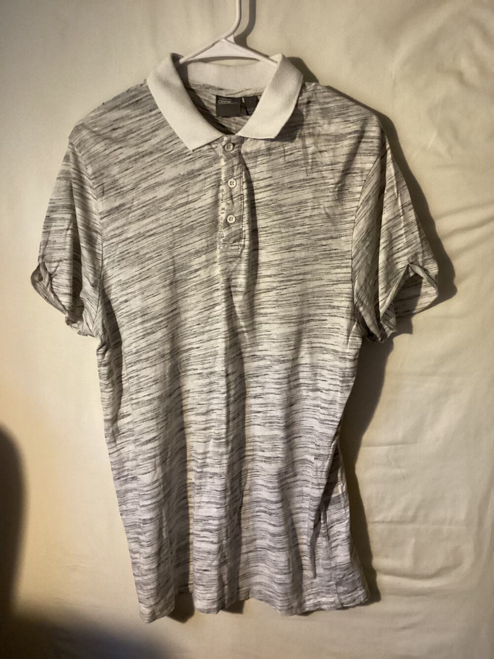 2583 Asos Mens Striped Polo Shirt in White and Black Size Large
